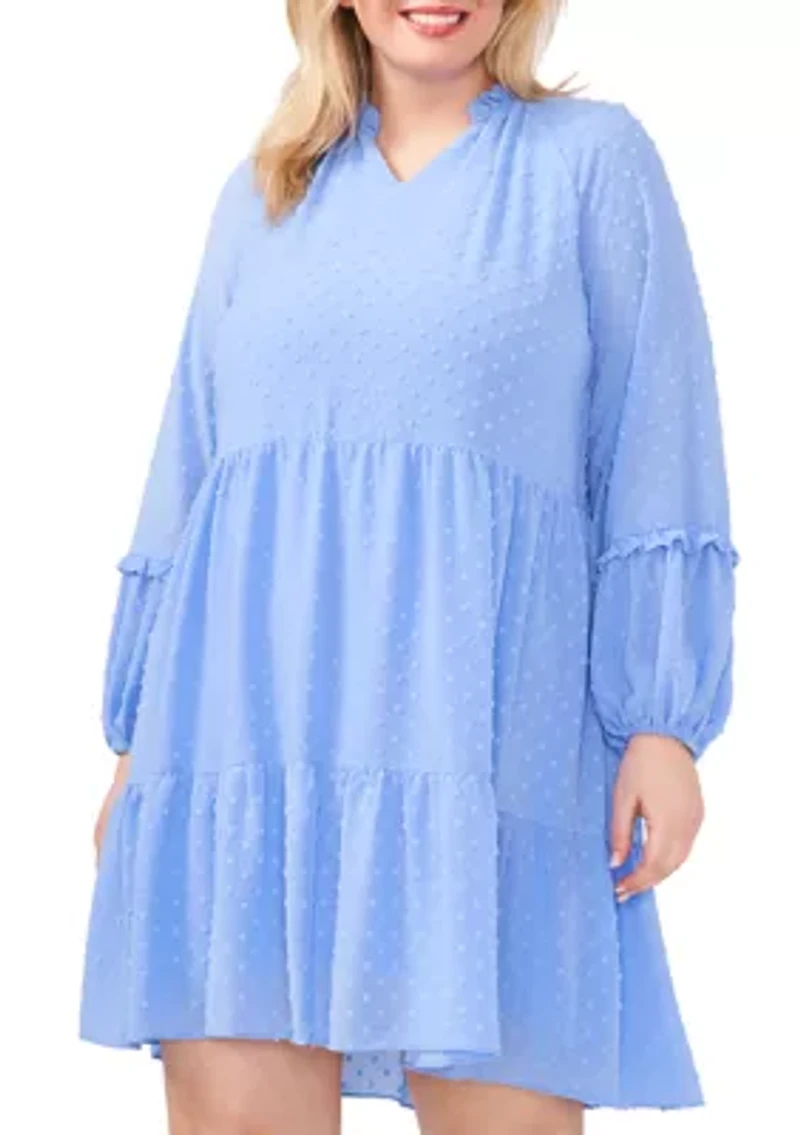 Plus Clip Dot Babydoll Dress