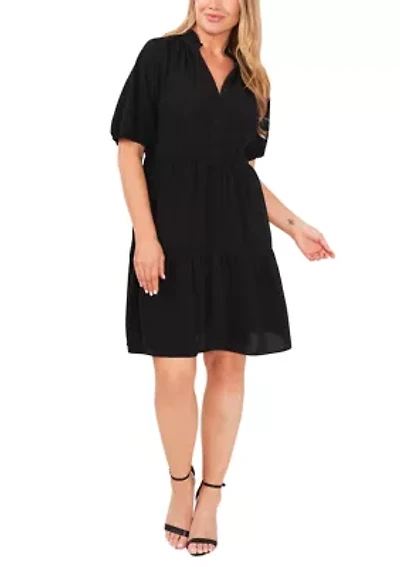 Plus Tiered Ruffle Neck Dress