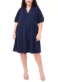 Plus Tiered Ruffle Neck Dress