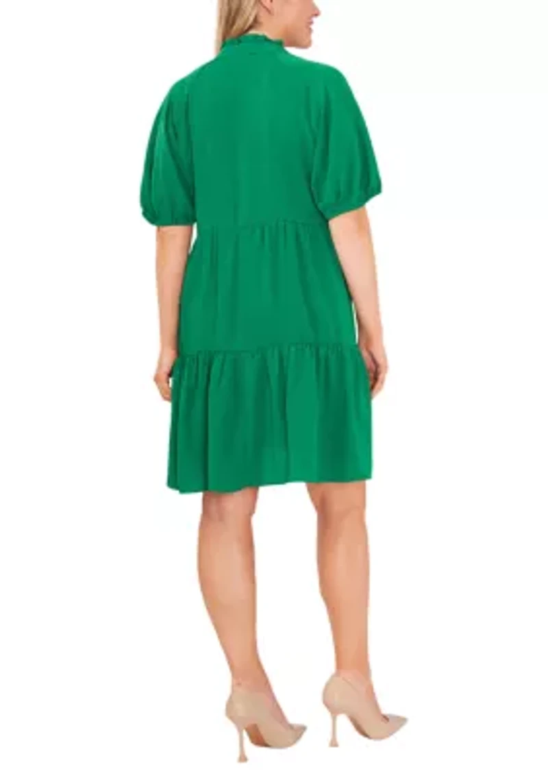 Plus Tiered Ruffle Neck Dress
