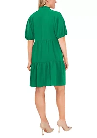 Plus Tiered Ruffle Neck Dress