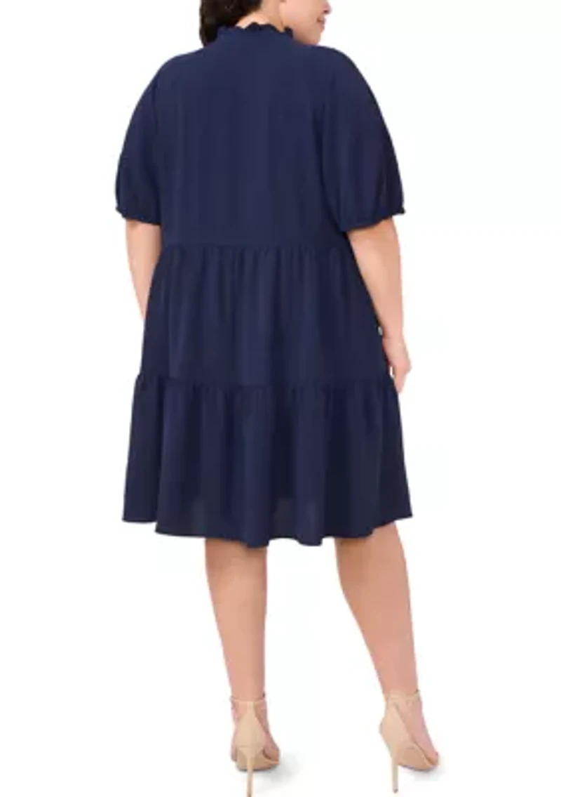 Plus Tiered Ruffle Neck Dress