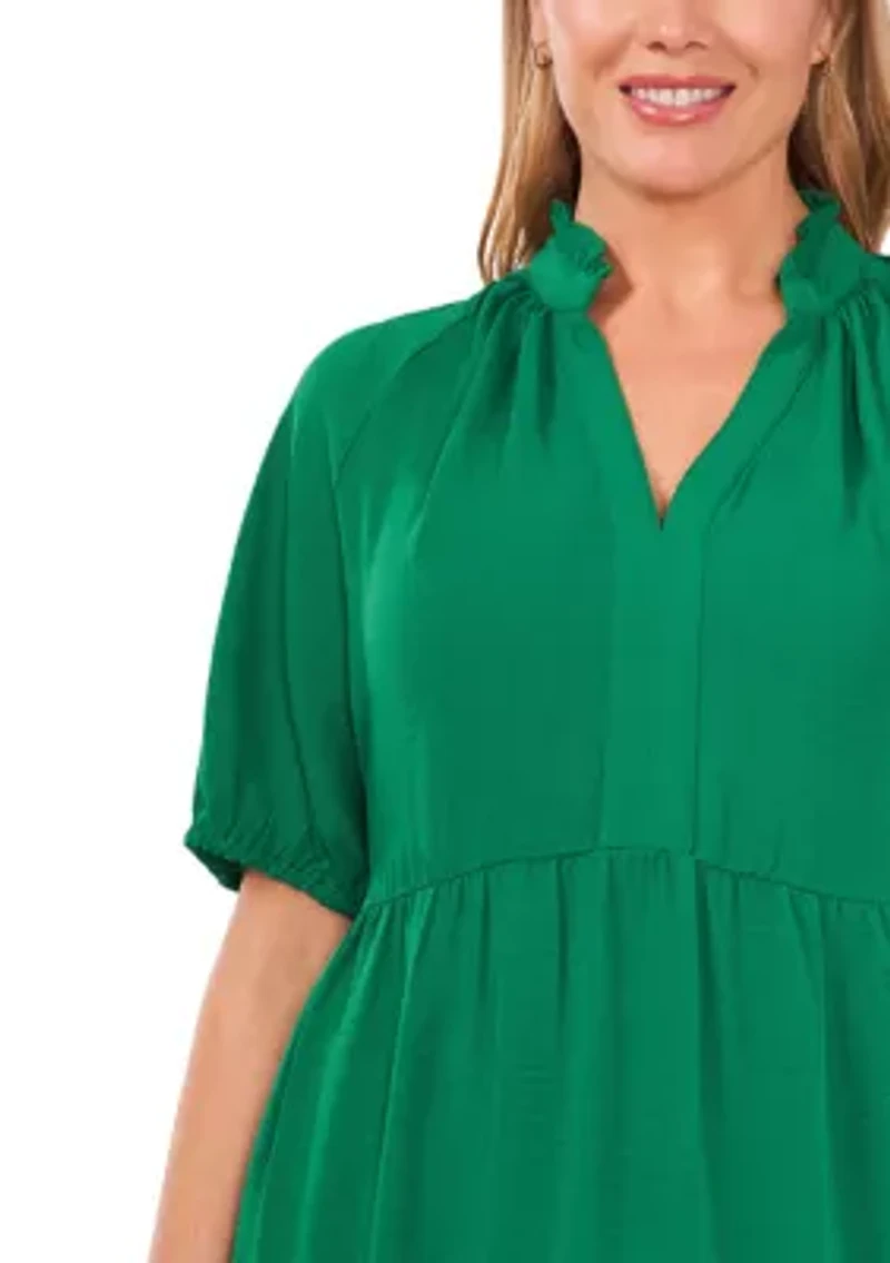 Plus Tiered Ruffle Neck Dress