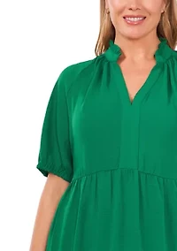 Plus Tiered Ruffle Neck Dress