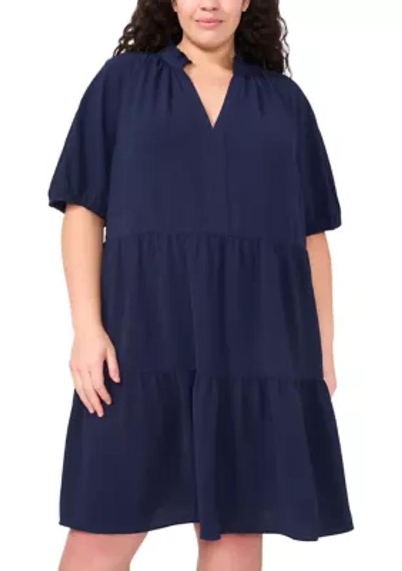Plus Tiered Ruffle Neck Dress