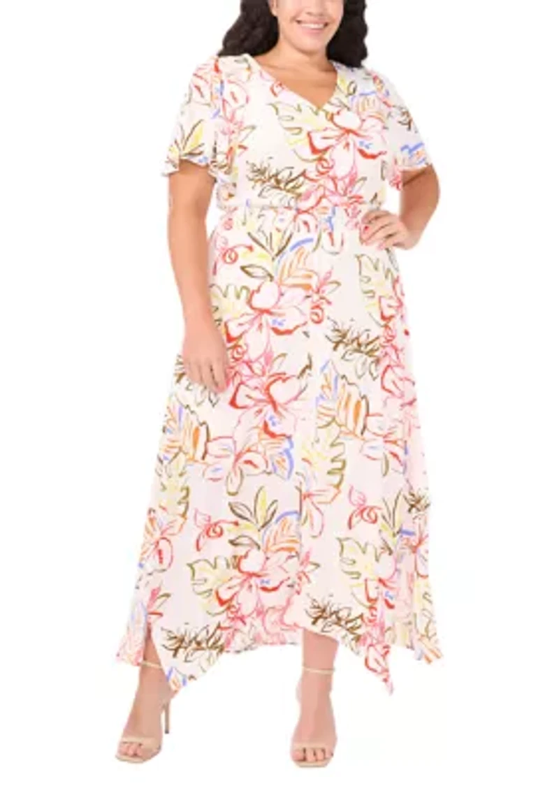 Plus V-Neck Smocked Waist Dress
