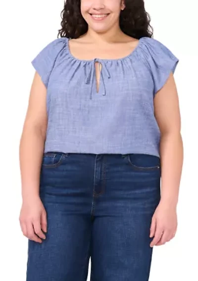 Plus Gathered Neck Top