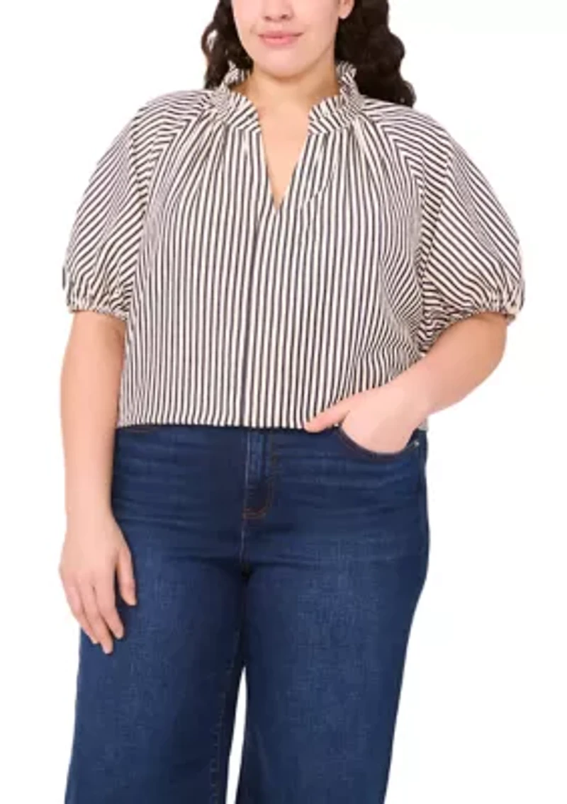 Plus Split Neck Blouse