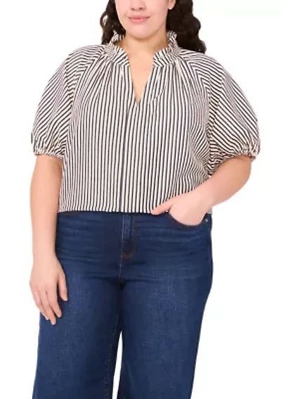 Plus Split Neck Blouse