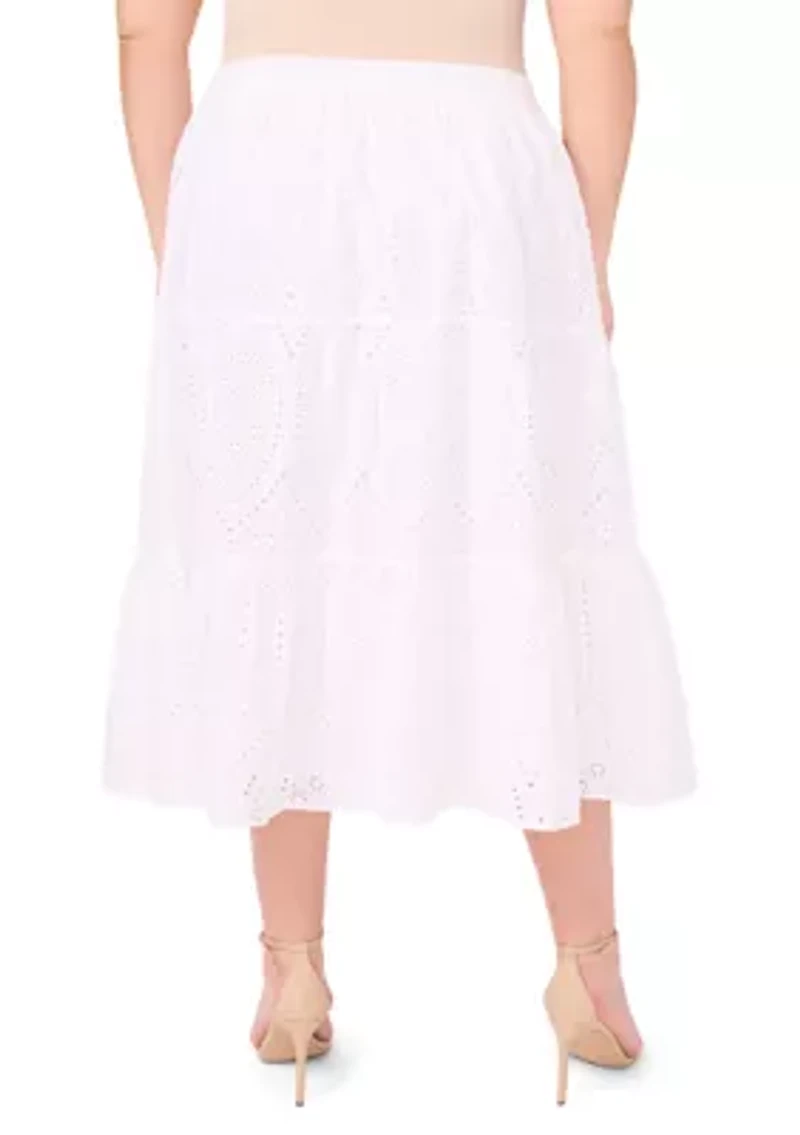 Plus Tiered Midi Skirt