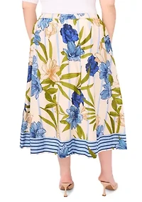 Plus Printed Maxi Skirt