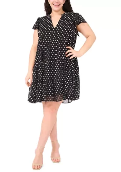 Plus Flutter Sleeve Tiered Dress