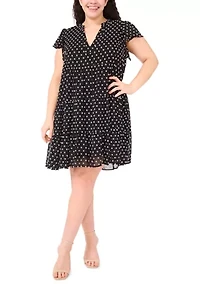 Plus Flutter Sleeve Tiered Dress