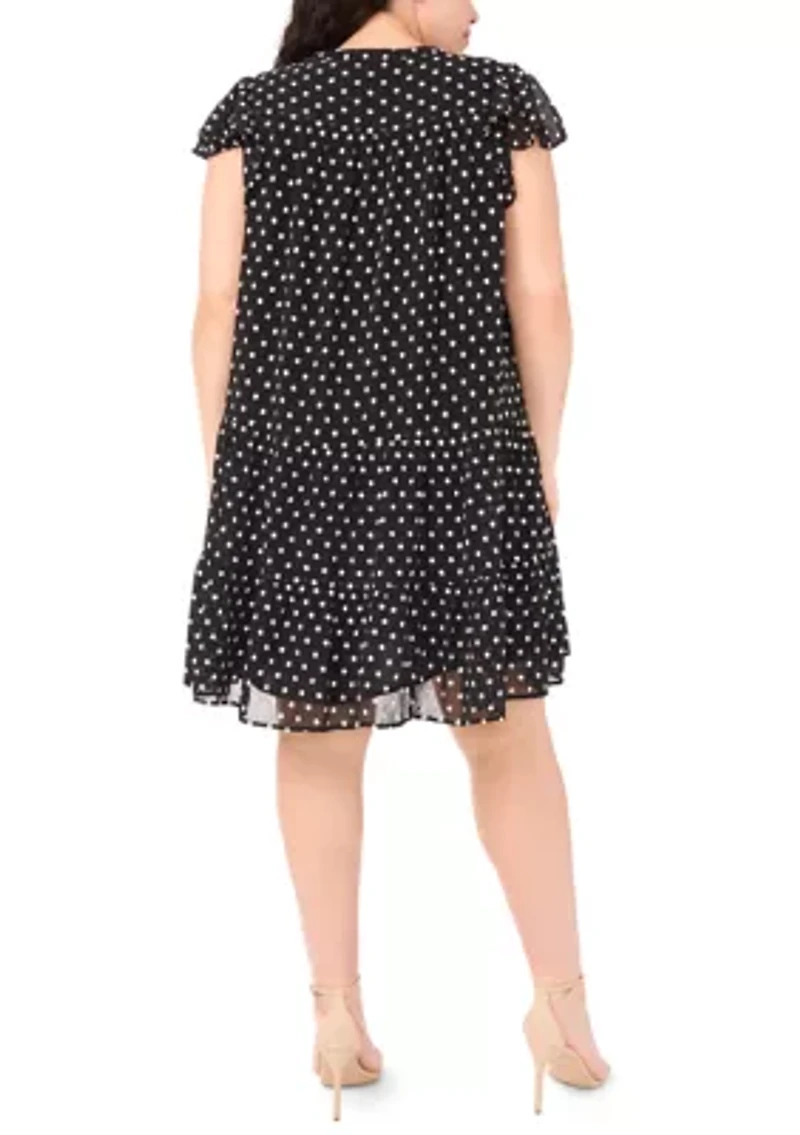 Plus Flutter Sleeve Tiered Dress