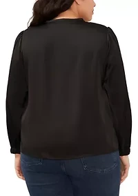 Plus Long Sleeve Charmeuse Blouse