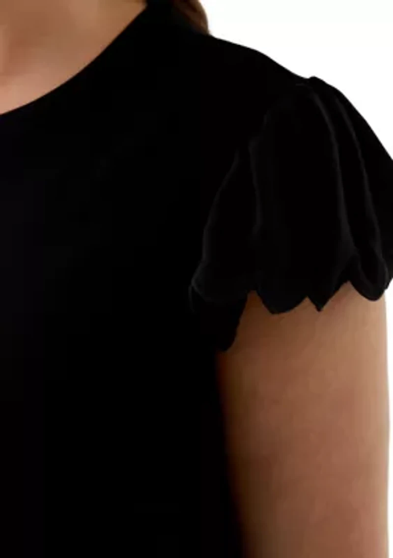 Plus Short Sleeve Crew Neck Double Ruffle Top