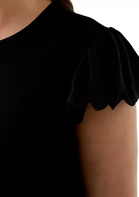 Plus Short Sleeve Crew Neck Double Ruffle Top