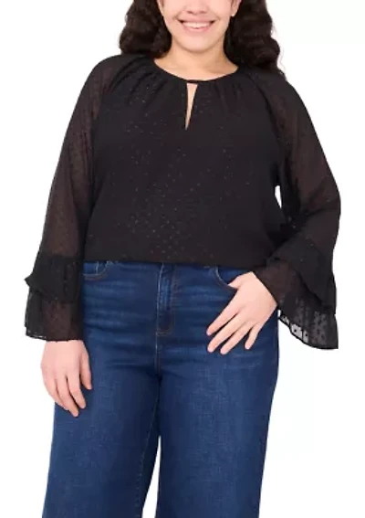 Plus Ruffle Tiered Blouse