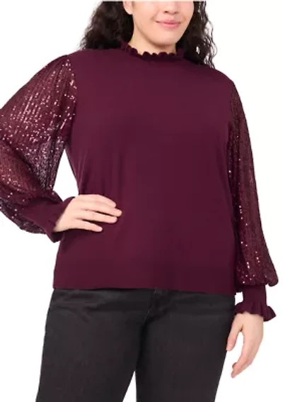 Plus Sequin Sleeve Sweater