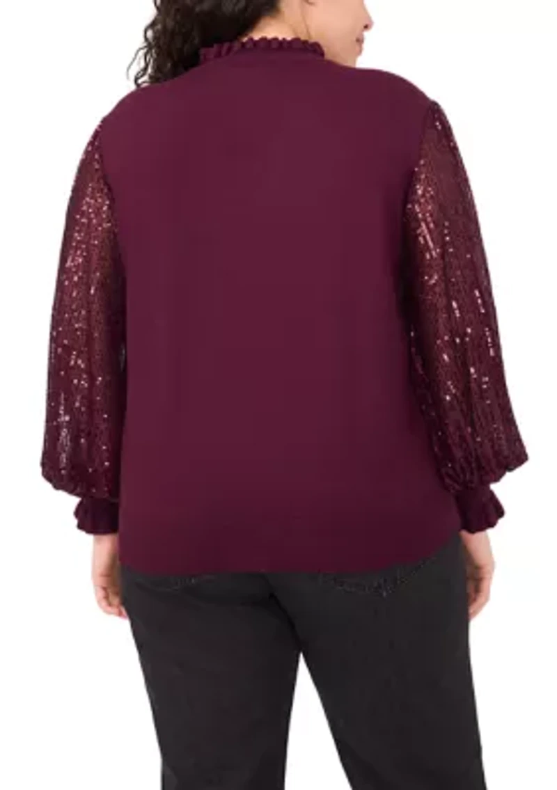 Plus Sequin Sleeve Sweater