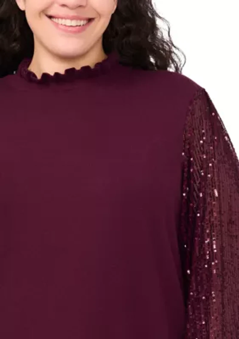 Plus Sequin Sleeve Sweater
