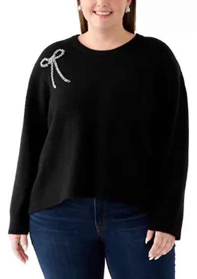 Plus Bow Applique Sweater
