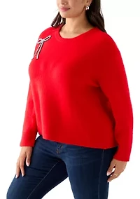 Plus Bow Applique Sweater