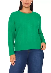 Plus Crew Neck Cable Knit Sweater