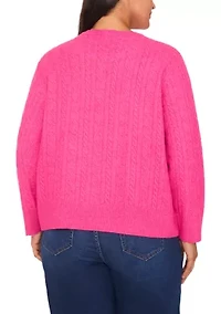 Plus Crew Neck Cable Knit Sweater