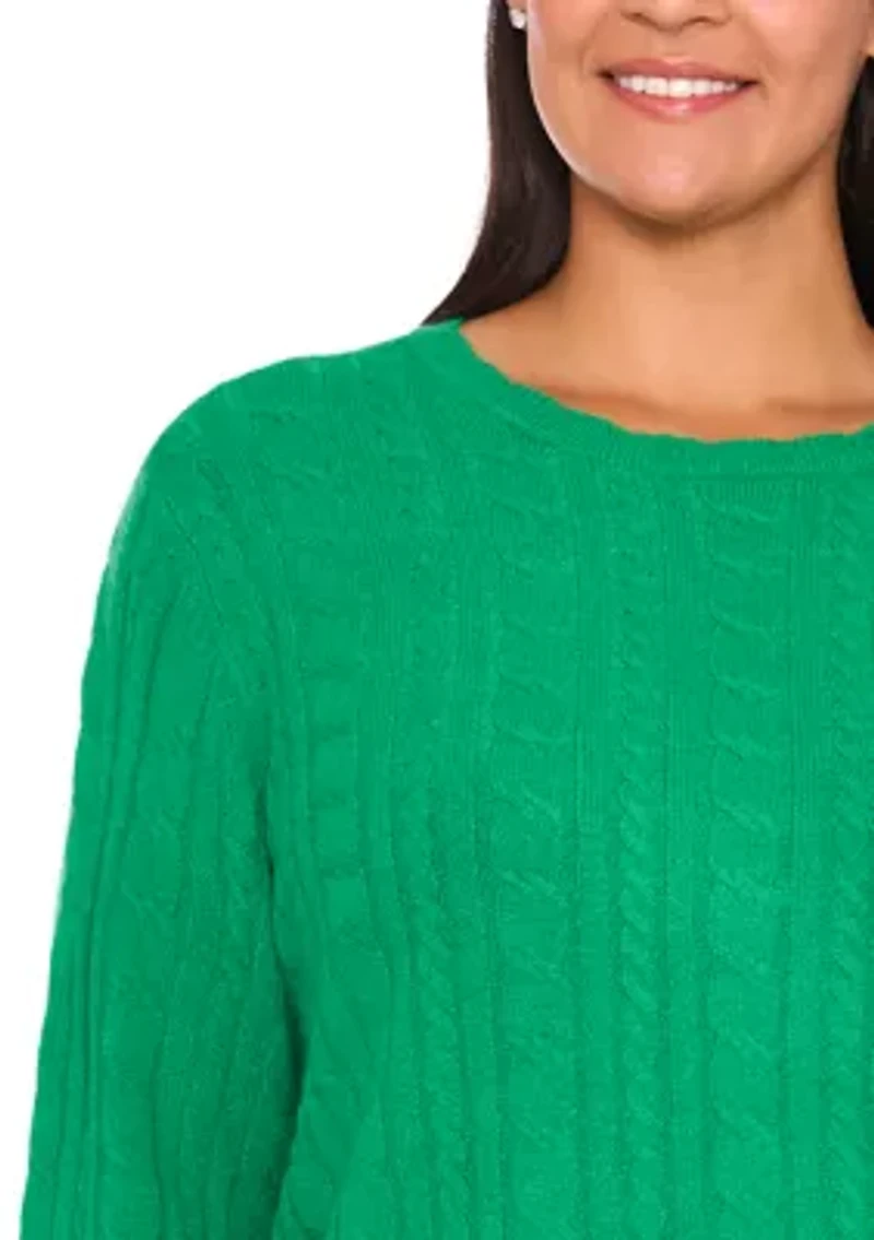 Plus Crew Neck Cable Knit Sweater