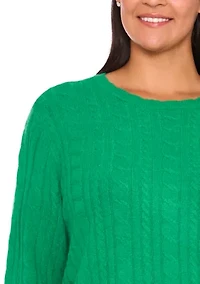 Plus Crew Neck Cable Knit Sweater
