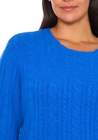 Plus Crew Neck Cable Knit Sweater