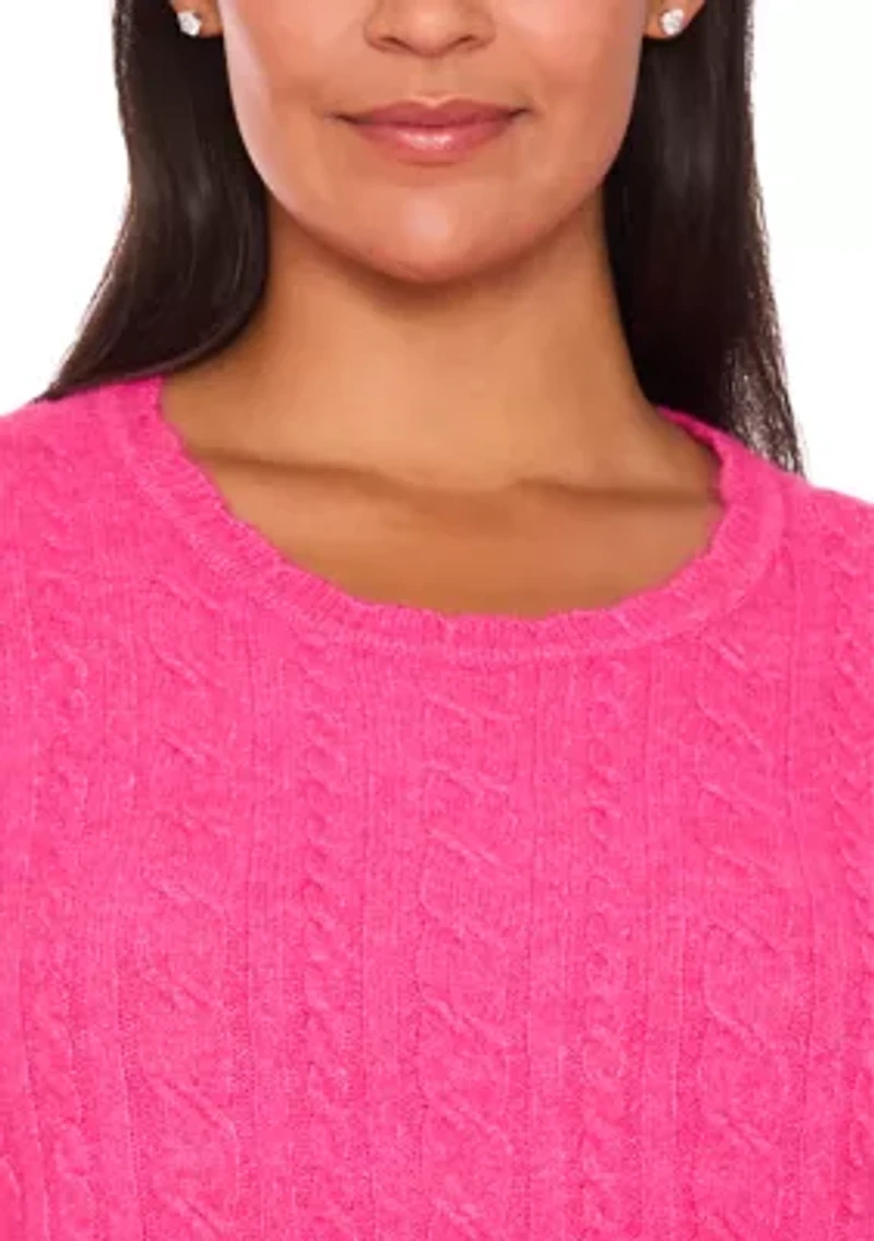 Plus Crew Neck Cable Knit Sweater