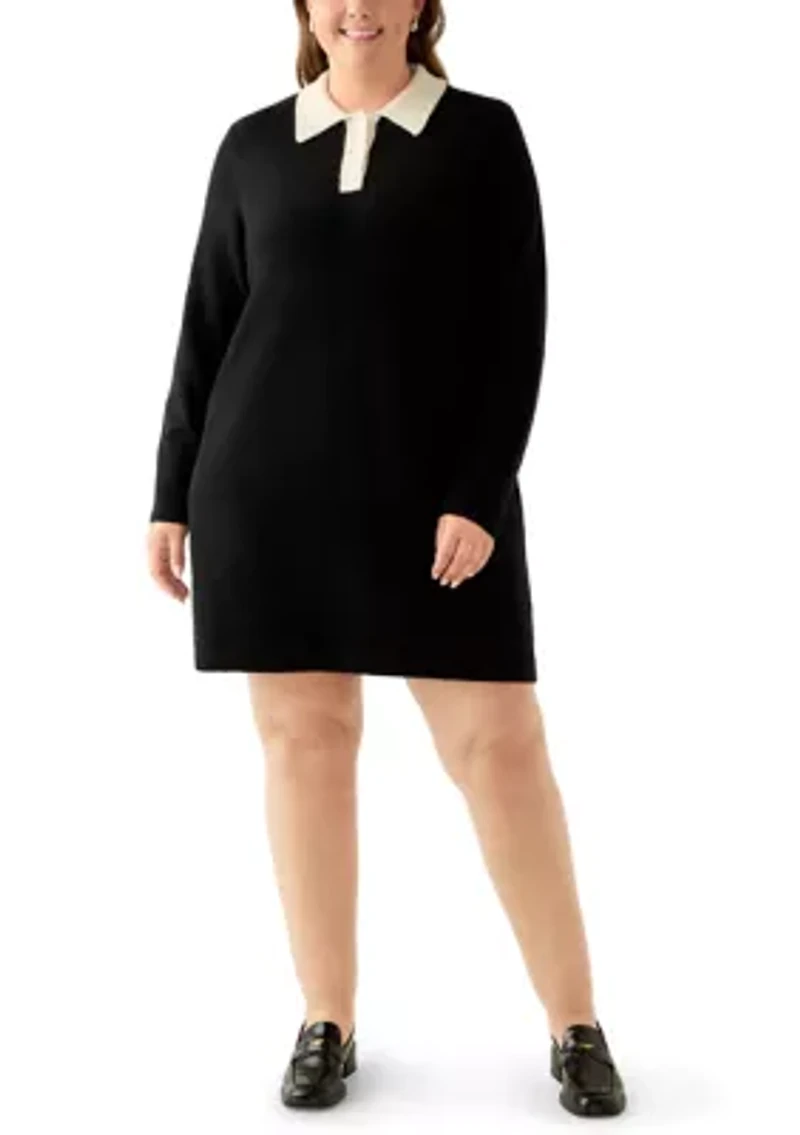 Plus Sweater Dress with Collar