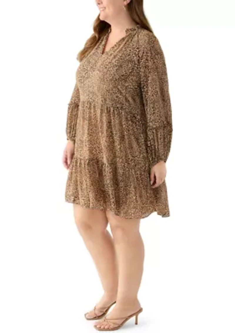 Plus Long Sleeve Baby Doll Dress