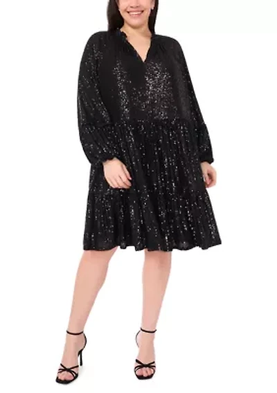 Plus Sequin Babydoll Dress