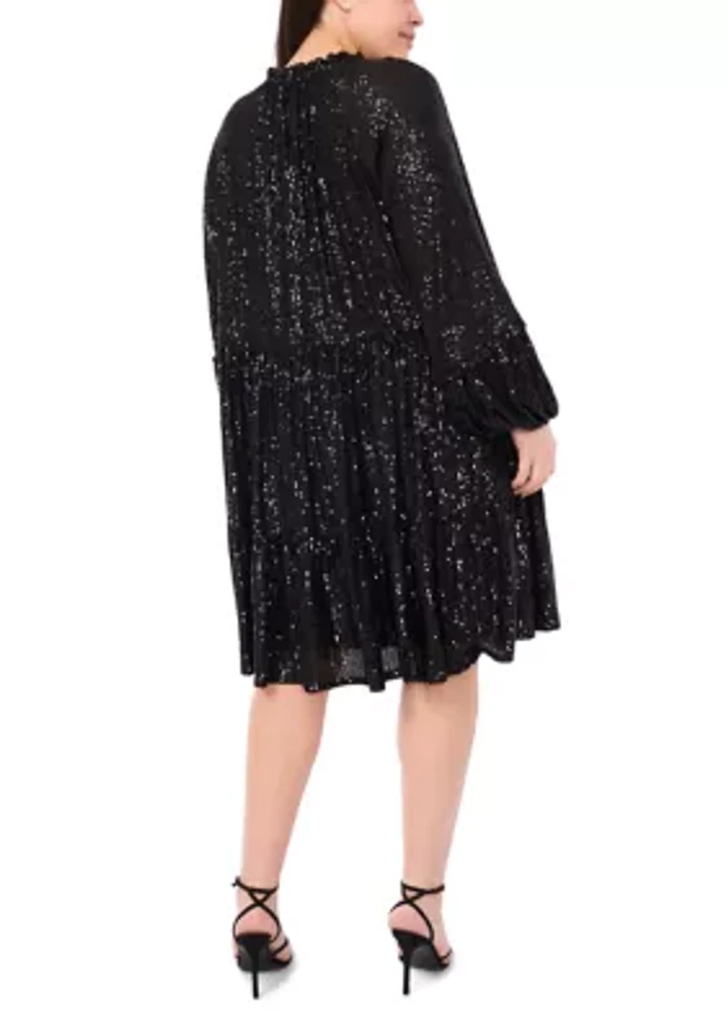 Plus Sequin Babydoll Dress