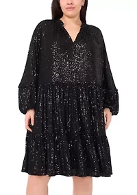 Plus Sequin Babydoll Dress