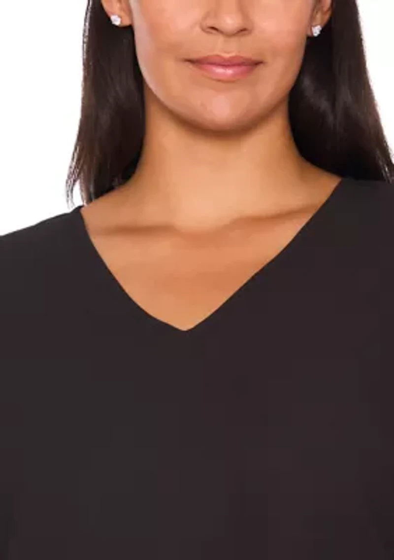 Plus Long Sleeve V-Neck Blouse with Cuffs