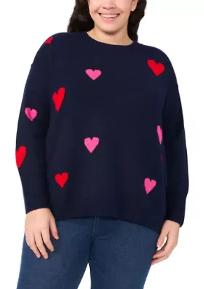 Plus All-Over Hearts Sweater