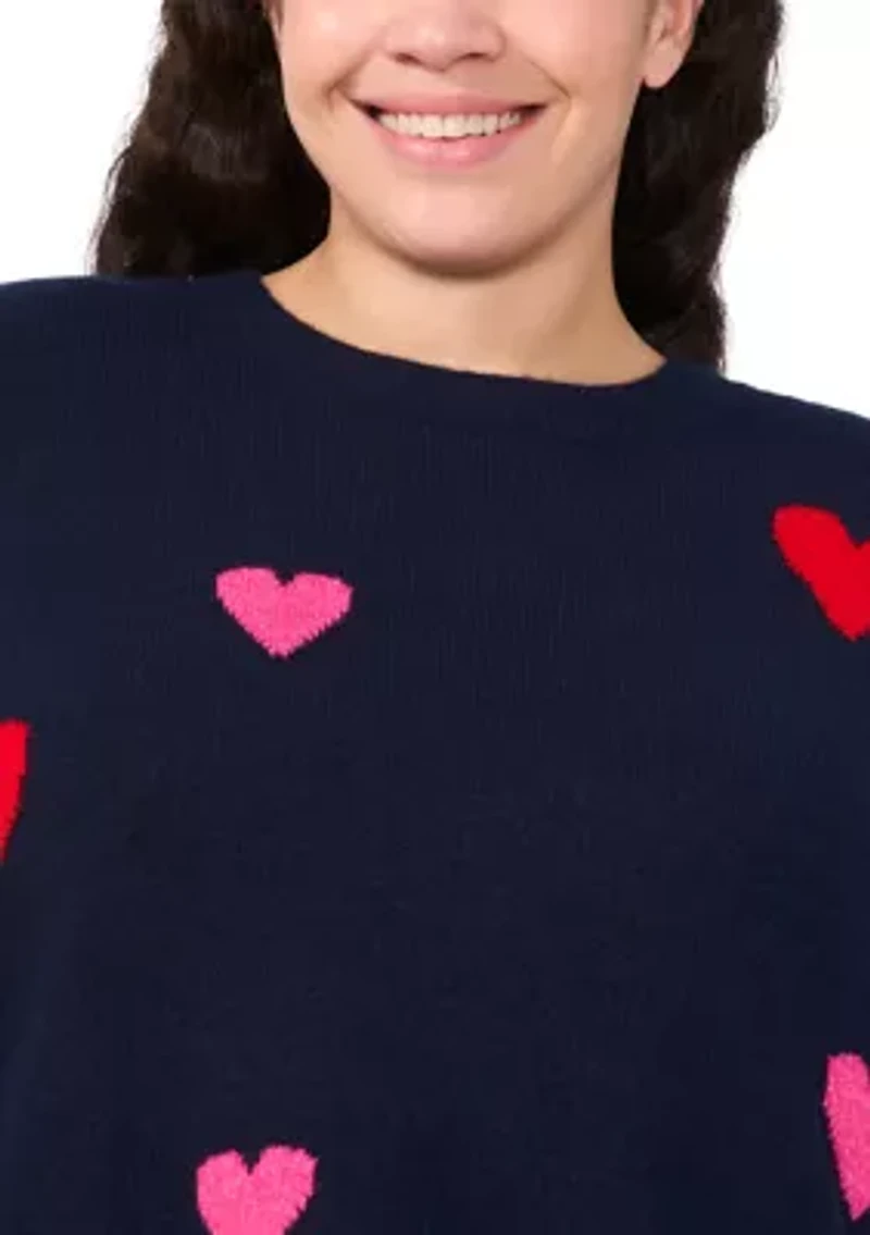 Plus All-Over Hearts Sweater