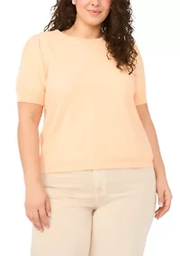 Plus Short Sleeve T-Shirt with Pearl Button Details