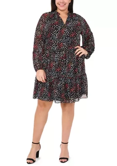 Plus Long Sleeve Babydoll Dress