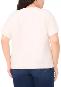 Plus Embroidered Floral Crew Neck Sweater