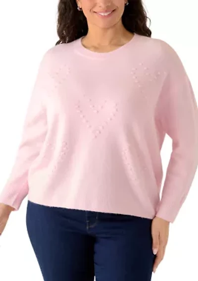 Plus Heart Crew Neck Sweater