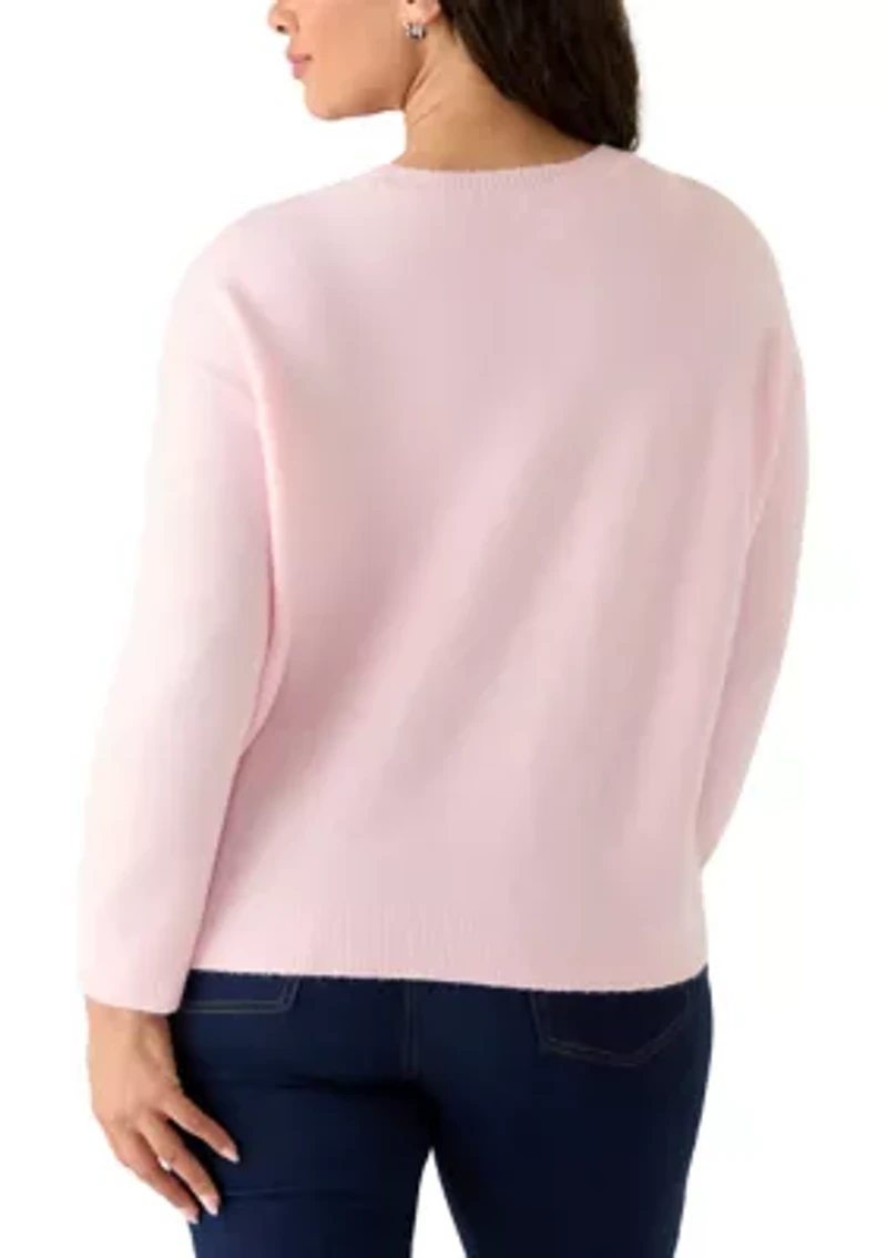 Plus Heart Crew Neck Sweater