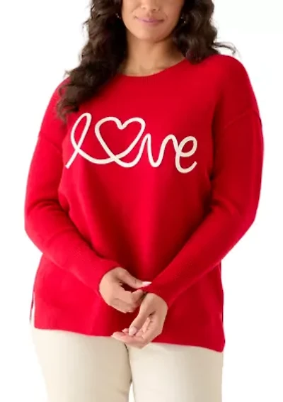 Plus Love Scribble Crew Neck Sweater