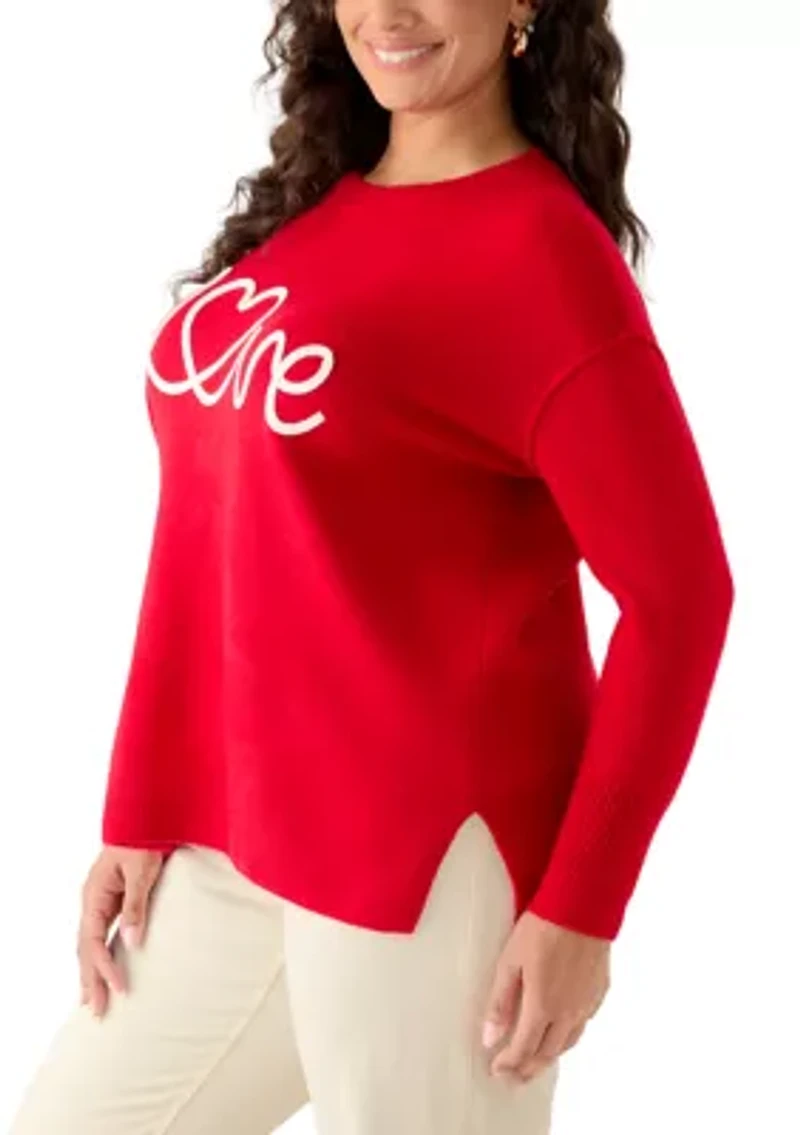 Plus Love Scribble Crew Neck Sweater