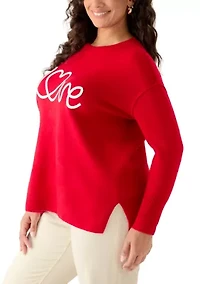 Plus Love Scribble Crew Neck Sweater