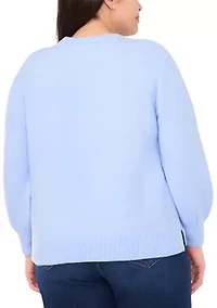 Plus Soutache Floral Crew Neck Sweater